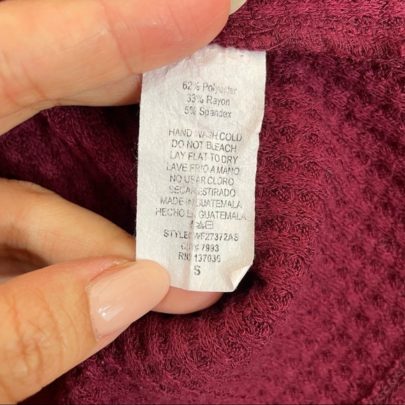 Altar’d State Waffle Knit Button Down Top with Tie - Picture 5 of 6